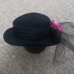 Vintage Black Wool Fashion  Hat